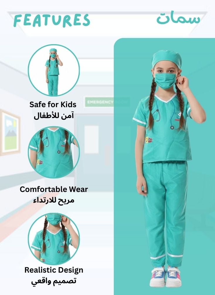 بريميم زي طبيب للأطفال مع ملابس طبية وقناع - زي طبي للعب التخيلي للأولاد والبنات، للعب الأدوار والأزياء التنكرية - Image 2